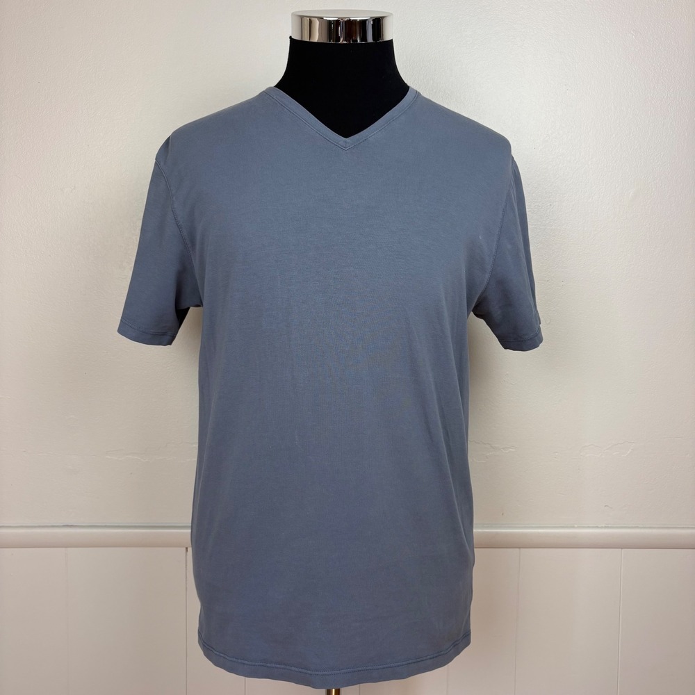 Patrick Assaraf Tee Peruvian Iconic Pima Cotton Size L Gray Short Sleeve VNeck